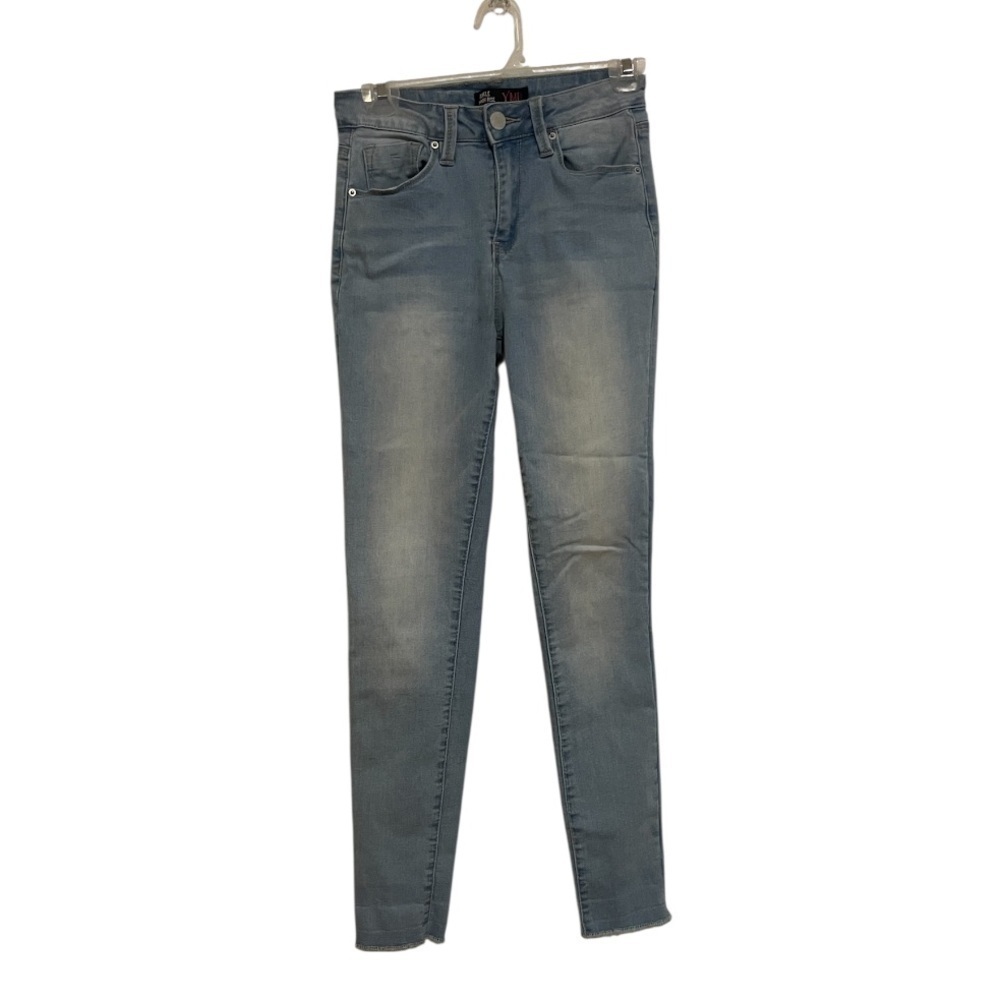 YMI Ankle High Rise Light Wash Skinny Jeans Raw Ankle Hem Size 3